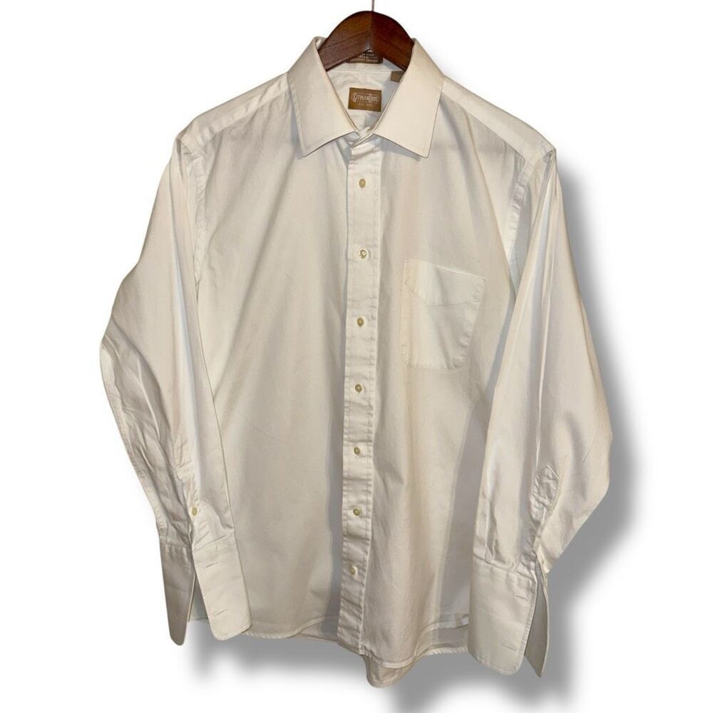 Gitman Brothers White Ultra Fine French Cuff Dress Shirt L 16.5 34